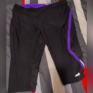 Avia Womens Leggings Pants Knee Length Black PurplePull On Low Rise Stretch Xl
